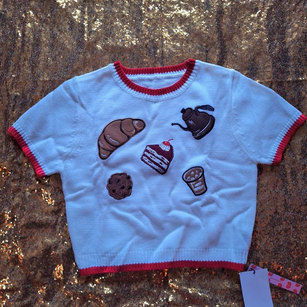 CIDER Sweater Tea/Coffee time shirt sleeves Size M